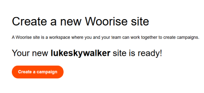 Create new Woorise site